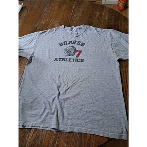 Vintage XL Braves Athletics Optima Short Sleeve Crew Neck Pullover Tee Tshirt